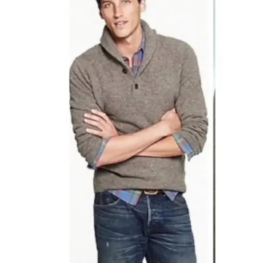 J. Crew Men's Oatmeal Shawl Collar Button Up Sweater XL New w/ Tags